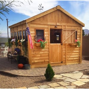 Do-it Yourself Sunshed 12 ft. W x 16 ft. D Cedar Wood Garden Shed with Metal Roof (192 sq. ft.)