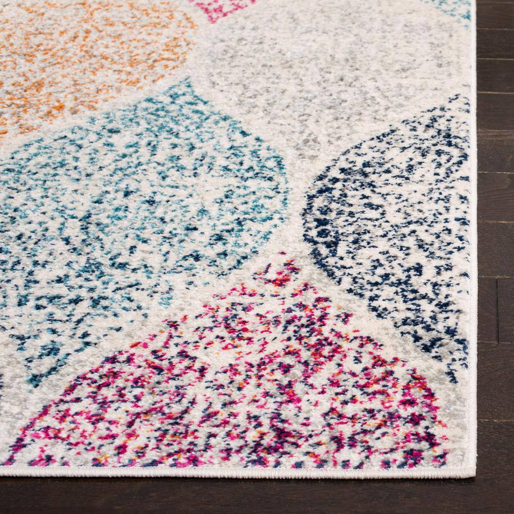 Multicolor Geometric Pattern Synthetic Round Rug