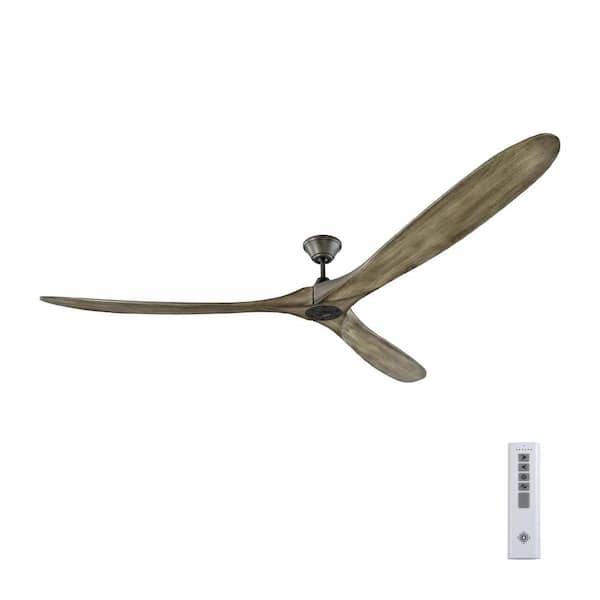 Generation Lighting Maverick Super Max 88 in. Indoor/Outdoor Pewter Ceiling Fan with Light Grey Weathered Oak Blades and Remote Control
