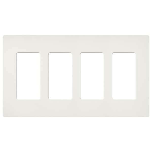 Lutron Claro 4 Gang Wall Plate for Decorator/Rocker Switches, Satin, Architectural White (SC-4-RW) (1-Pack)