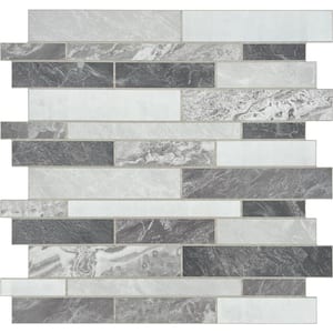 Interlocking 12 in. x 11.22 in. Gray Peel and Stick Wall Tile Stone Composite Backsplash (10 tiles, 9.35 sq. ft.)