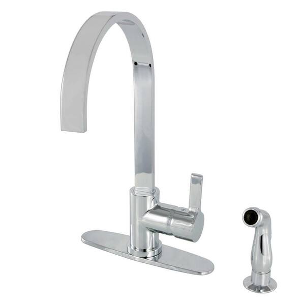 Kingston Brass Modern Single-Handle Standard Kitchen Faucet with Side Sprayer in Polished Chrome