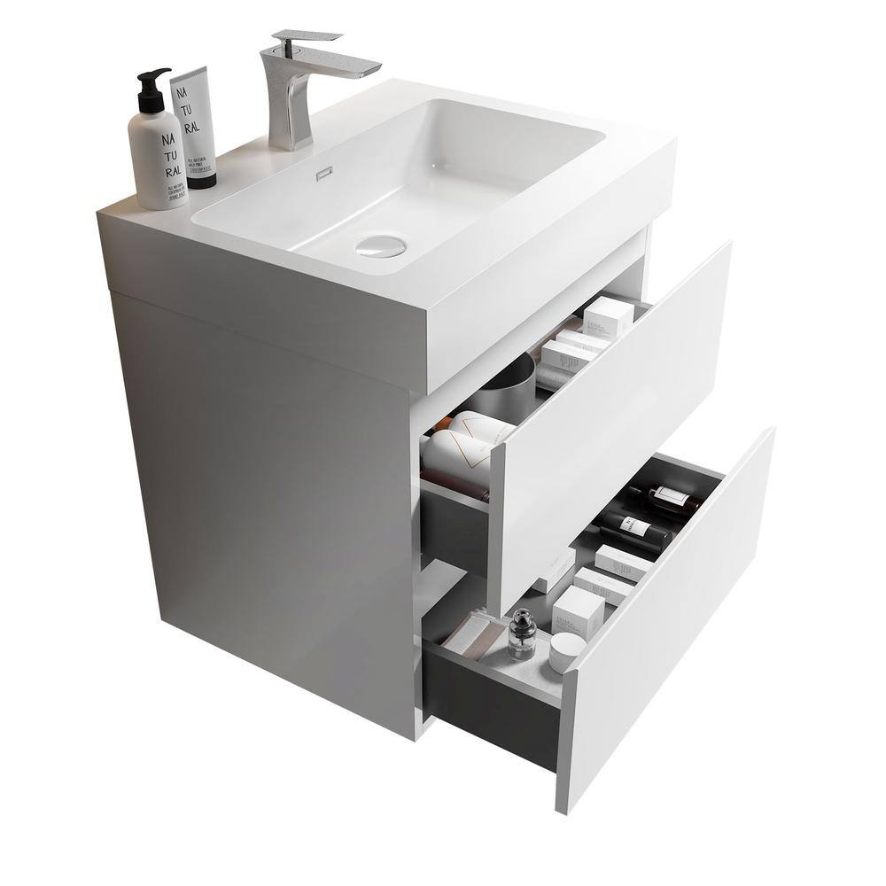 Alice 24" White MDF Floating Bathroom Vanity with Sink