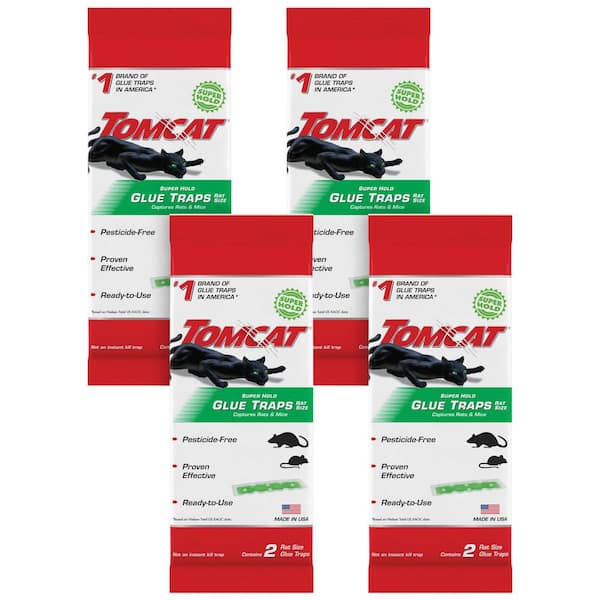 Super Hold Glue Traps Rat Size, Ready-to-Use Rat, Mouse, Snake, Cockroach, Spider, and Scorpion Glue Traps (Two 4-Packs)