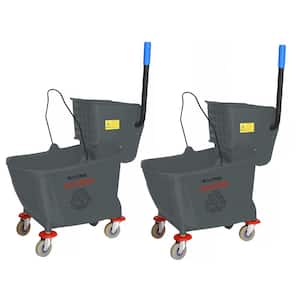 36 Qt. Mop Bucket with Side Press Wringer in Gray (2-Pack)