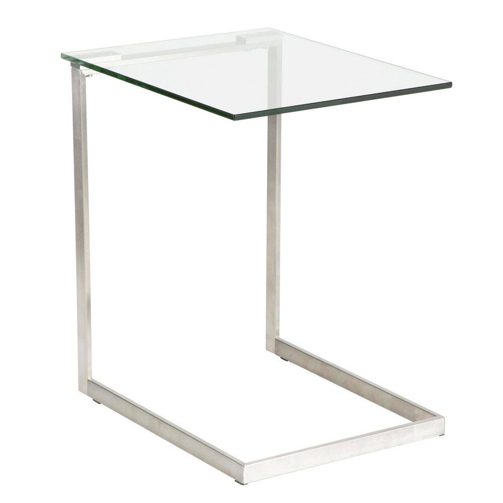 Zenn 15.75 in. Stainless Steel C-Top Glass End Table price history on PriceWatchPro