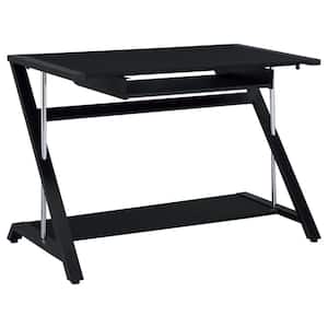 Mallet 42 in. Rectangular Black Computer Desk with Keyboard Tray and Storage Shelf