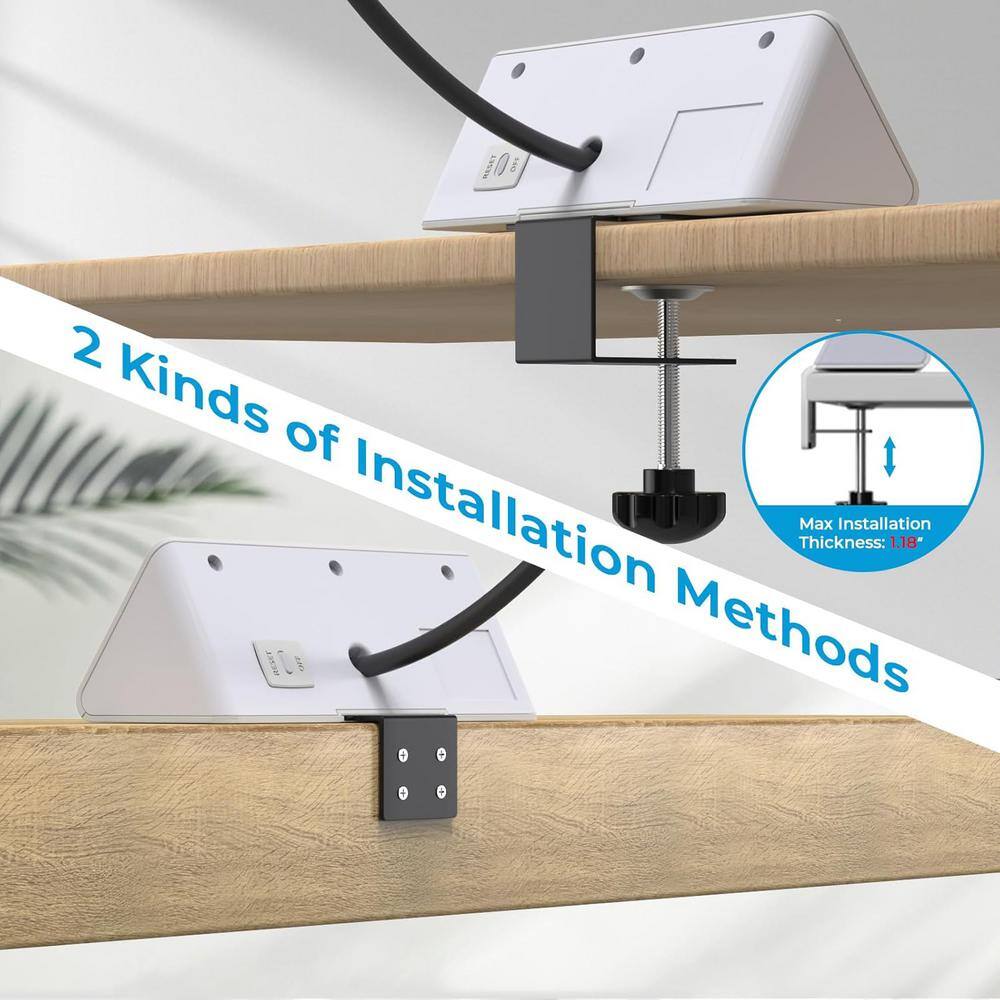 White Heavy Duty Power Strip with USB-C and USB-A Ports