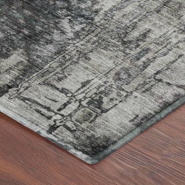 Mayfield Premium Machine Washable Abstract AMF2236 Gray 3 ft. x 5 ft. Area Rug