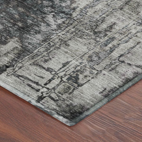Mayfield Premium Machine Washable Abstract AMF2236 Gray 5 ft. x 7 ft. 6 in. Area Rug
