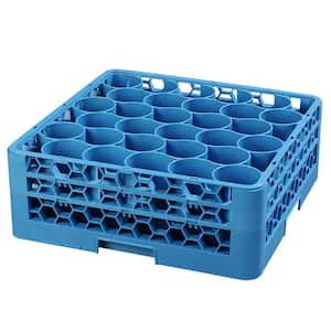 19.75 in. x 19.75 in., Polypropylene 30 Compartment, 2 Extender Glass Rack/Commercial Dishwasher in Blue (Case of 3)
