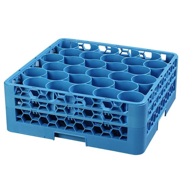 Carlisle 19.75 in. x 19.75 in., Polypropylene 30 Compartment, 2 Extender Glass Rack/Commercial Dishwasher in Blue (Case of 3)
