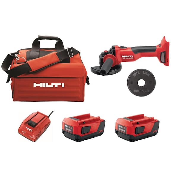 Hilti AG-4S 22-Volt Lithium-Ion Cordless 4-1/2 in. Brushless Angle Grinder with Kwik Lock, Battery Pack, Charger and Bag