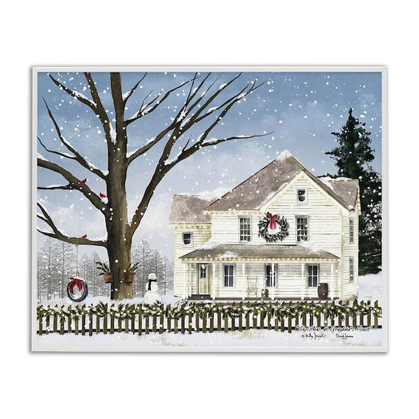Stupell Industries Charming Winter Neighborhood by Billy Jacobs 1-Piece Framed Graphic Print Nature Poster Art Print 20 in. x 16 in.