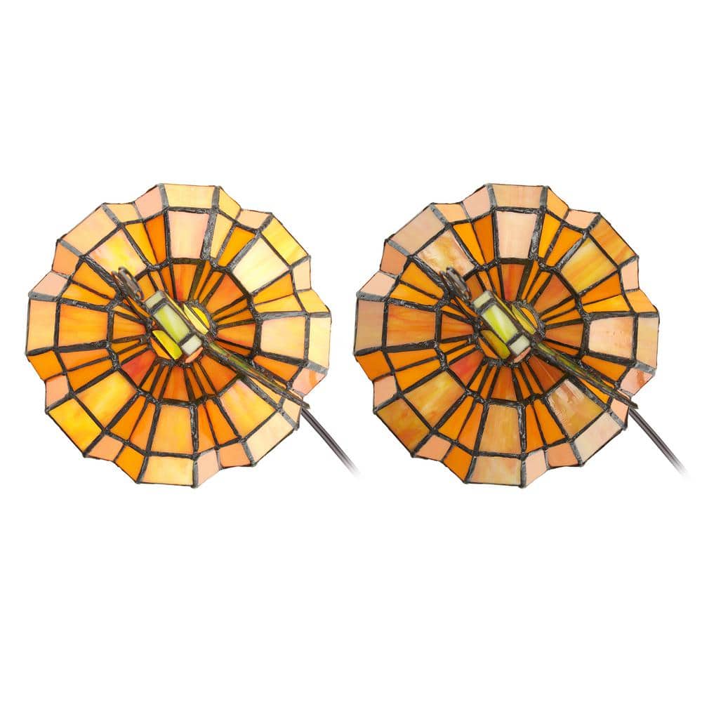 Patch the Pumpkin Orange and Green Stained Glass Accent Lamp