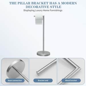 Round Free Standing Toilet Paper Holder in Brushed Nickel