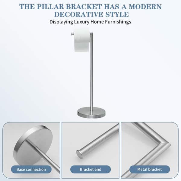 Round Free Standing Toilet Paper Holder in Brushed Nickel