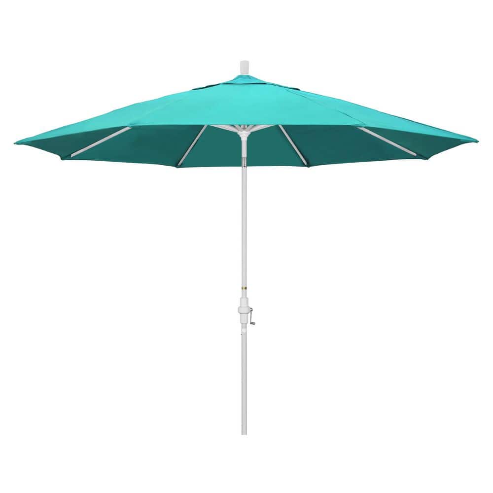 11 ft. Matted White Aluminum Market Patio Umbrella with Aluminum Ribs Collar Tilt Crank Lift in Aruba Sunbrella price history on PriceWatchPro