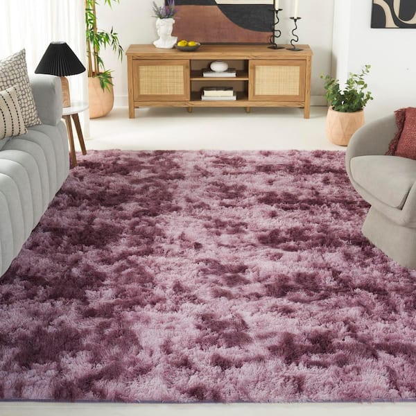 Rainbow Shag 8 ft. x 10 ft. Purple Abstract Solid Area Rug
