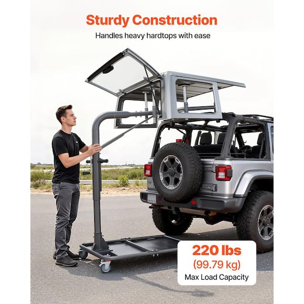 Hardtop Remover Lift 220 lbs., Portable CarLift, Adjustable Height for Jeep Wrangler YJ TJ JK JL 4XE Ford Bronco 6 Gen+