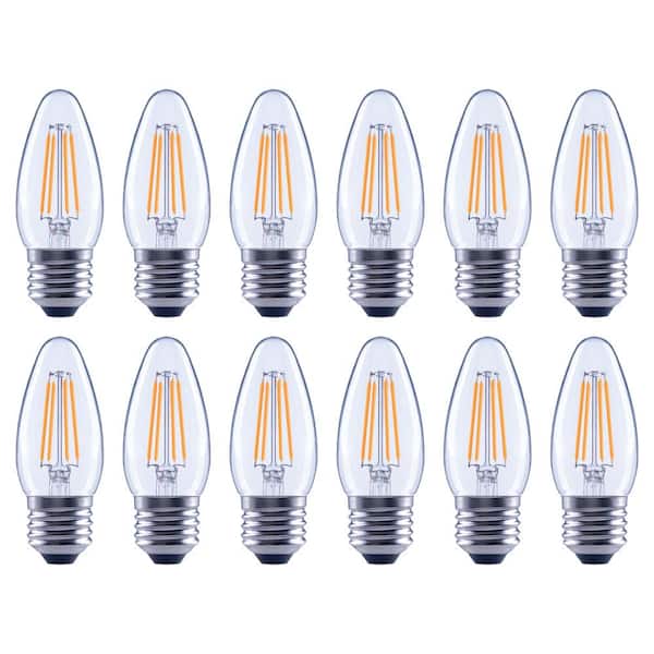 EcoSmart 40-Watt Equivalent B11 Dimmable Energy Star Clear Filament Vintage Style LED Light Bulb in Soft White (12-Pack)