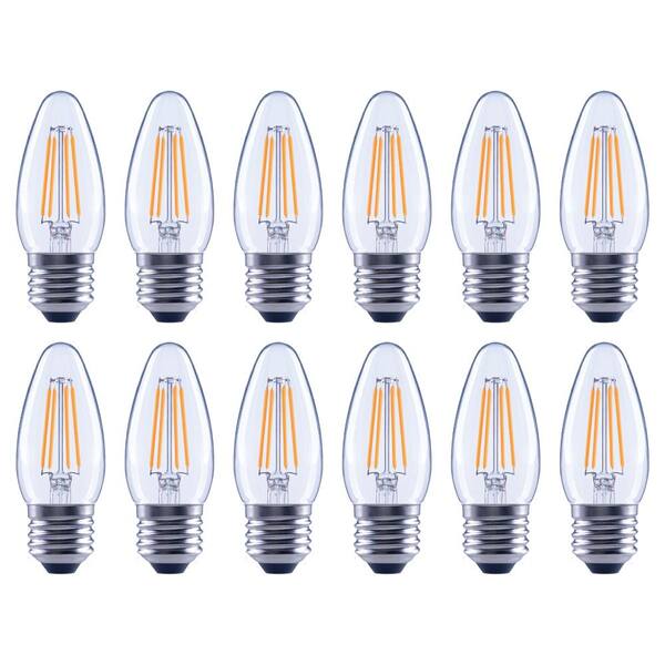 EcoSmart 40-Watt Equivalent B11 Dimmable Energy Star Clear Filament Vintage Style LED Light Bulb in Soft White (12-Pack)