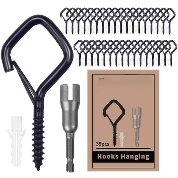 2.36 in. Eye Screw Hooks with Safety Buckle, Heavy Duty Ceiling Hooks for Plants, Lights, Bird Feeders (35-Pack)