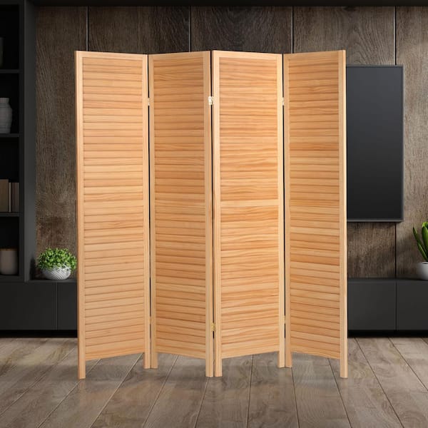 Red Lantern 3-Panel Natural Wood Folding Shoji Style Room Divider In The Room Dividers Department At