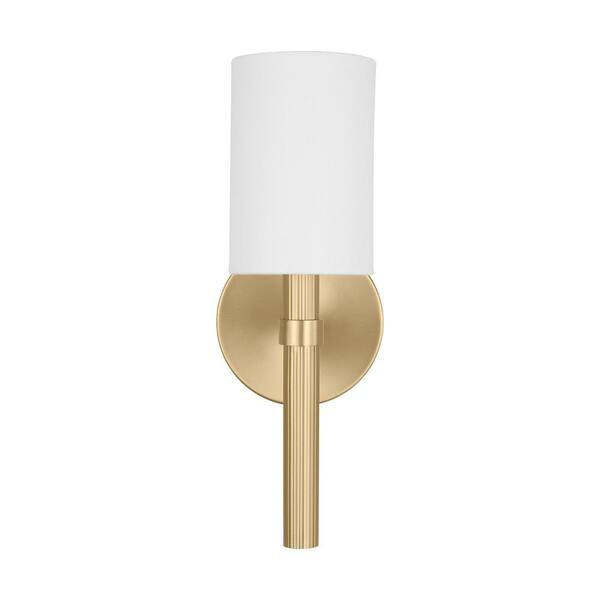 Seaside 1-Light Brass Wall good Sconce, White Canopy