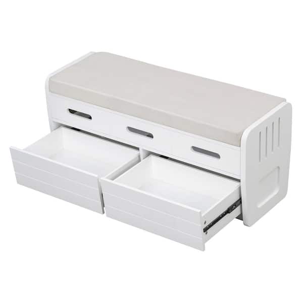COWLOWN 43 in. W x 15 in. D x 18.5 in. H Bathroom White Linen Cabinet