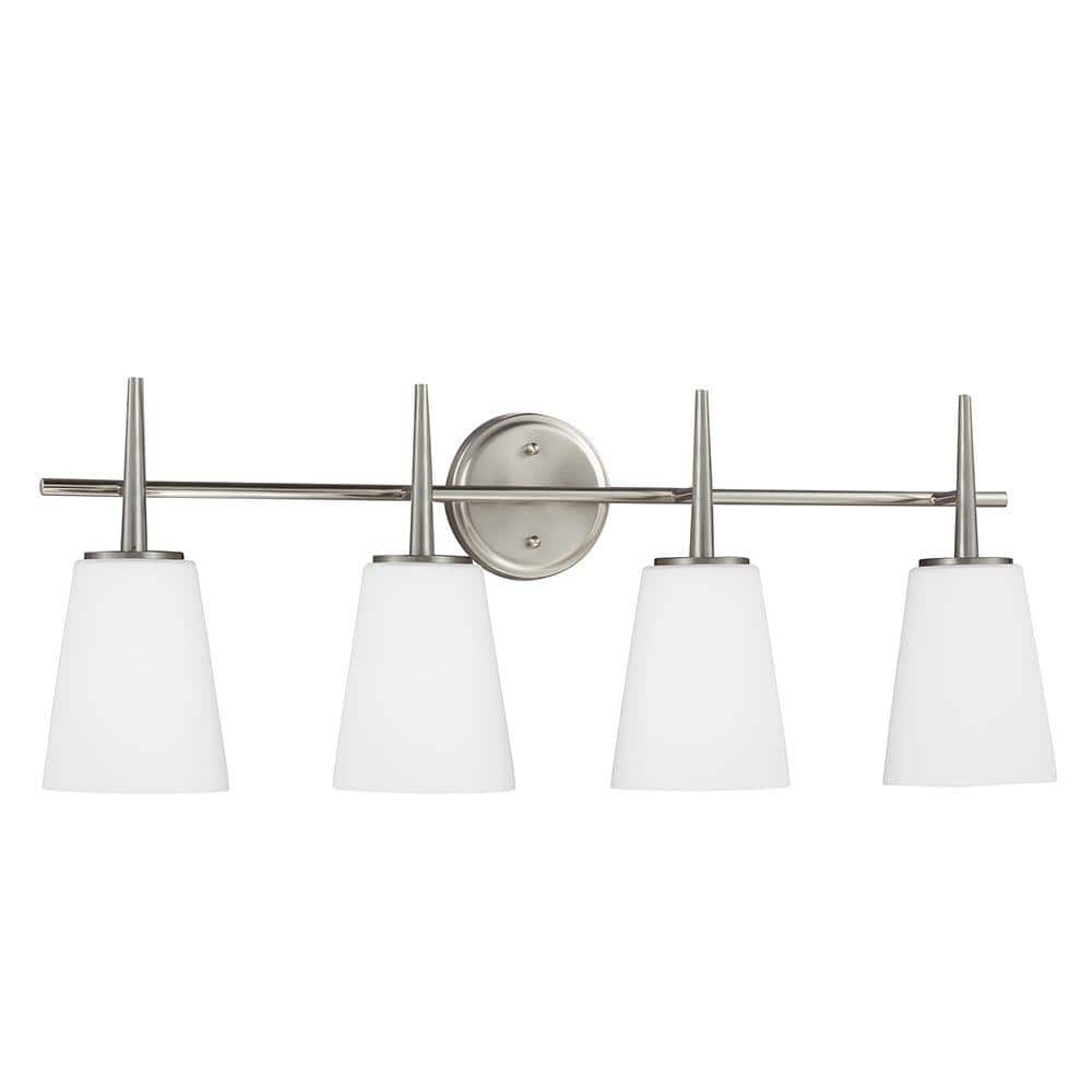 Driscoll 30 in. 4-Light Contemporary Modern Brushed Nickel Wall Bathroom Va