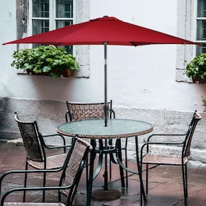 9 ft. Steel Market Tilt Patio Umbrella with Crank Outdoor Yard Garden in Burgundy