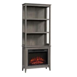 72.283 in. Mystic Oak Engineered Wood 3-Shelf Bookcase with Fireplace