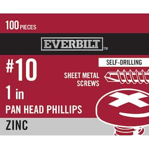 #10 x 1 in. Phillips Pan Head Zinc Plated Sheet Metal Screw (100-Pack)
