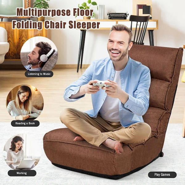 Adjustable Folding Lazy Sofa Chair, 5-Position Lounge Couch, Back Support,  Foldable Floor Sofa Bed, Ideal for Gaming, Sleeping, Relaxing, Reading