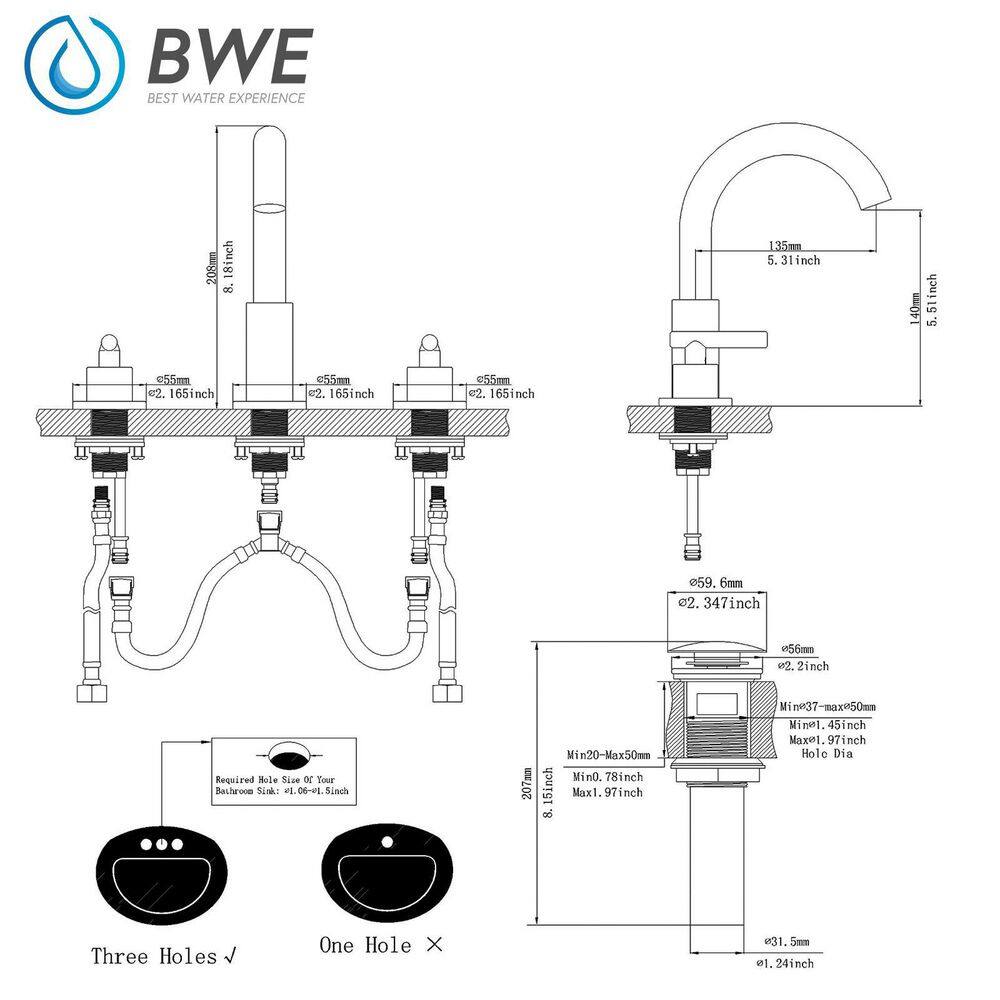 Matte Black 8-Inch Widespread Double Handle Bathroom Faucet