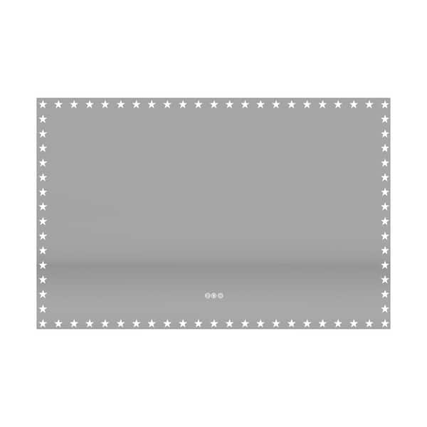 RAINLEX 55 in. W x 36 in. H Rectangular Frameless Anti-Fog LED Light Wall Bathroom Vanity Mirror