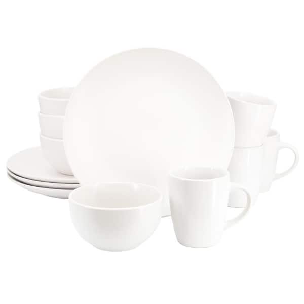 Gibson Home Everyday Plus 12-Piece Round Stoneware Dinnerware Set in White