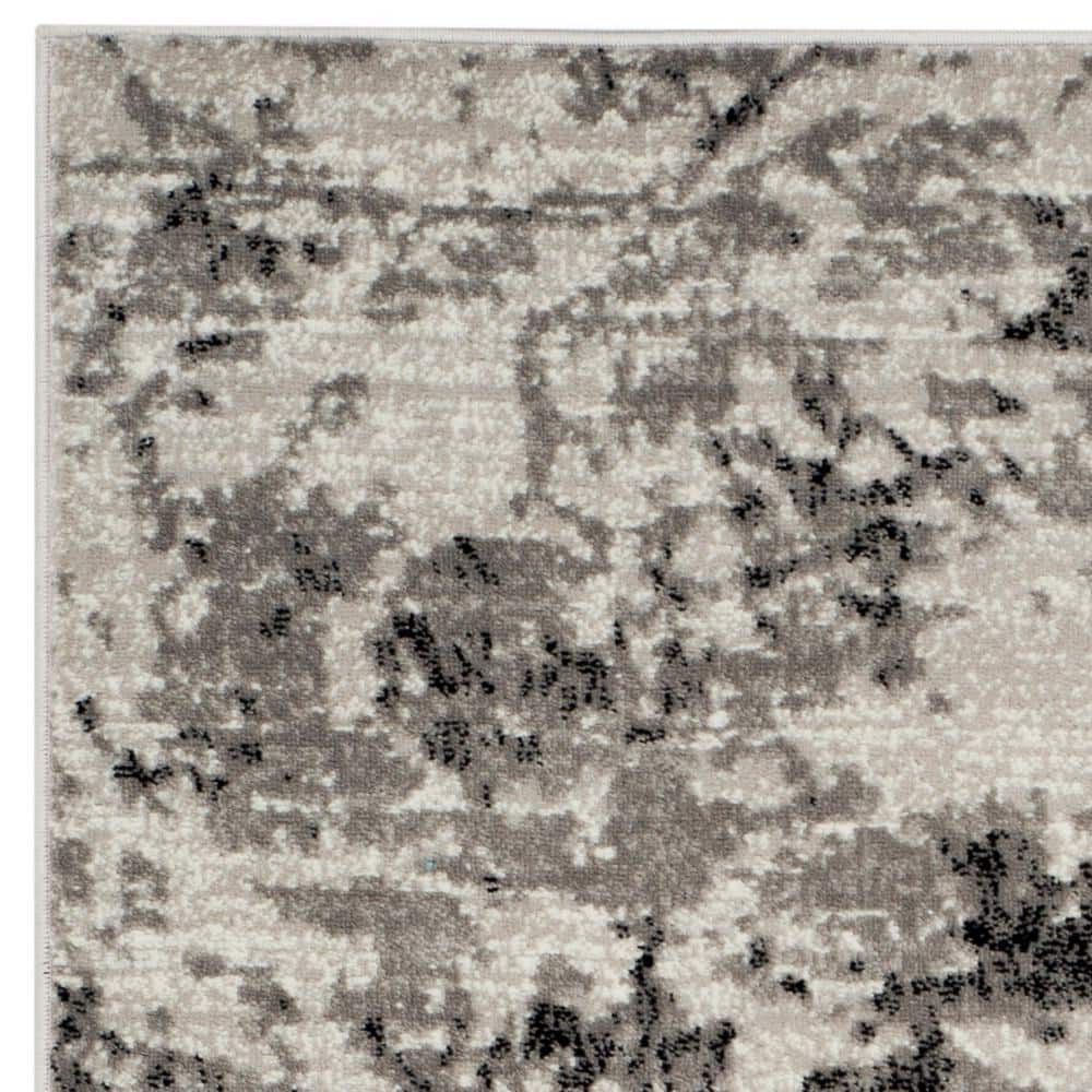 Reversible Gray Abstract Hand-Knotted Synthetic Area Rug 5'1" x 7'6"
