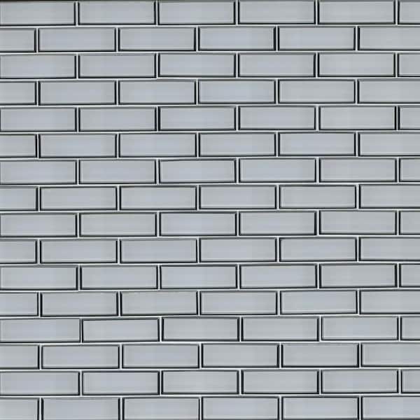 Ice Bevel Subway 12 in. x 12 in. Glossy Glass Mesh-Mounted Mosaic Wall Tile (9.6 sq. ft./Case)