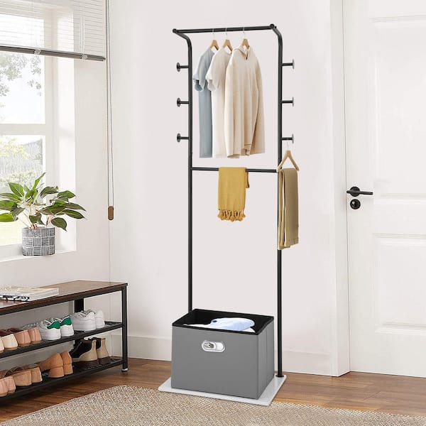 YIYIBYUS Black Metal Iron Freestanding Clothes Rack with 6