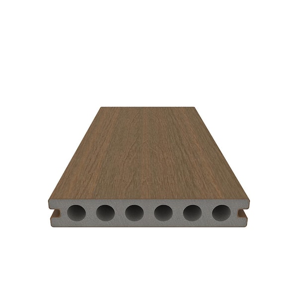 NewTechWood UltraShield Naturale Voyager Series 1 in. x 6 in. x 1 ft. Peruvian Teak Hollow Composite Decking Board Sample