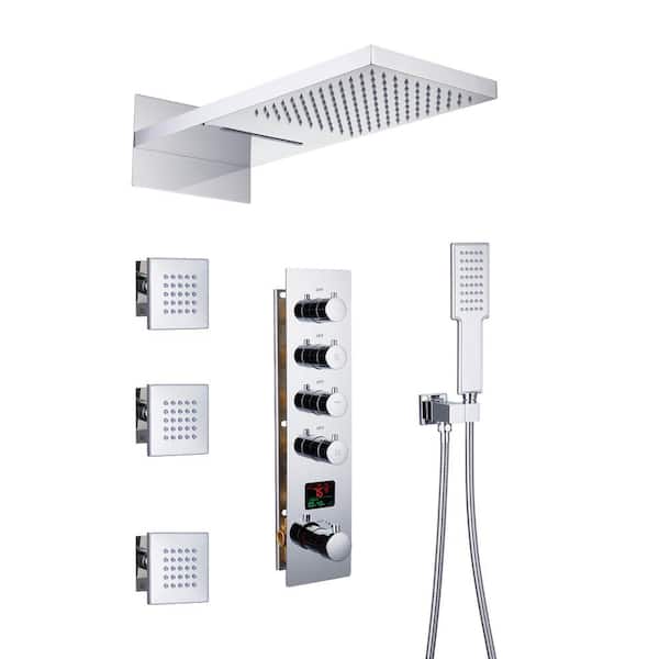 Dimakai 2-Spray 10 in. Dual Shower Head Wall Mounted Fixed and Handheld Shower Head 2.5 GPM in Chrome
