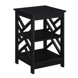 Titan 15.75 in. W x 23.75 in. H Black Square MDF End Table with Shelves