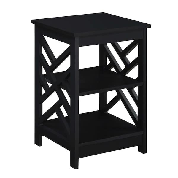 Convenience Concepts Titan 15.75 in. W x 23.75 in. H Black Square MDF End Table with Shelves