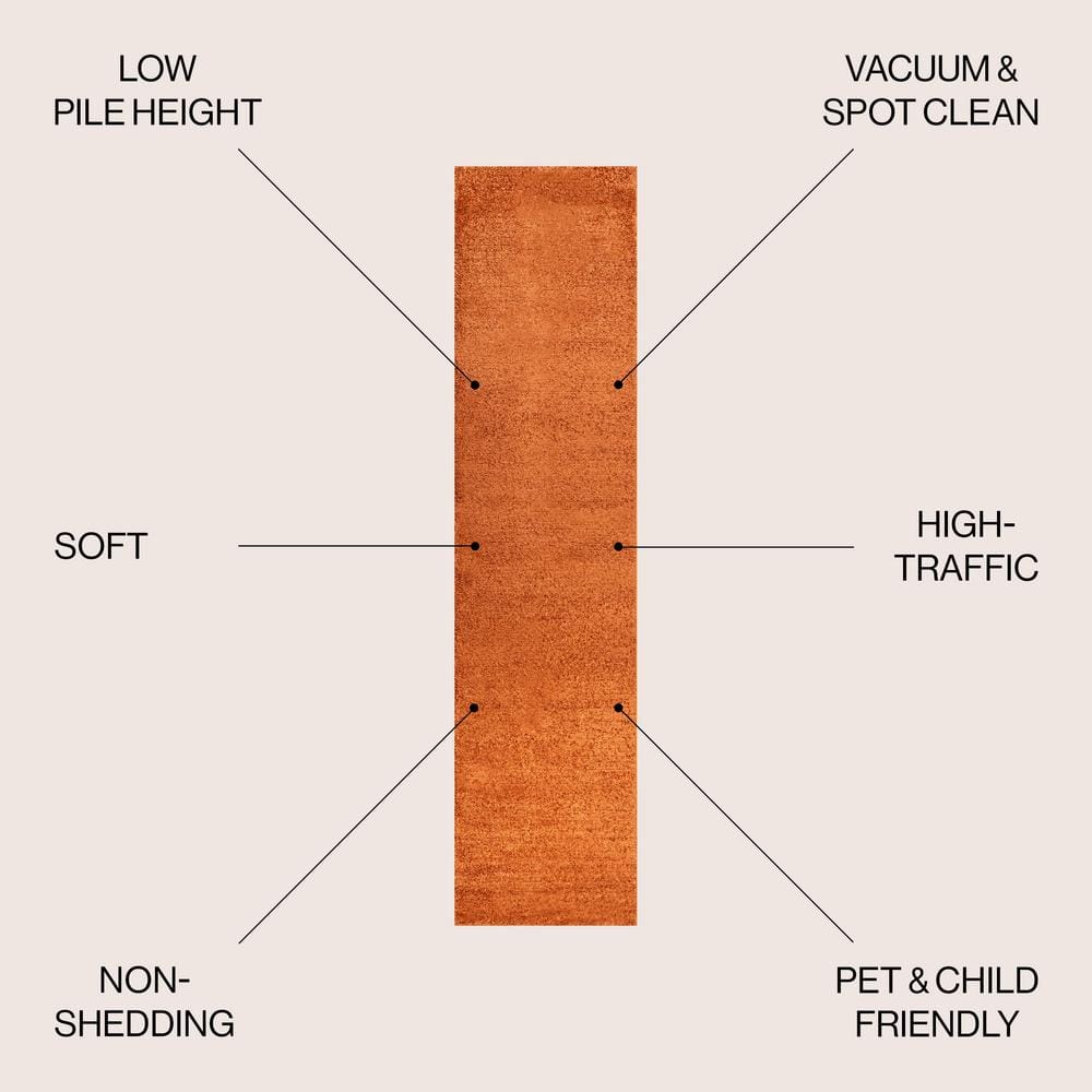 Haze Orange 2x8 Solid Low-Pile Synthetic Runner Rug