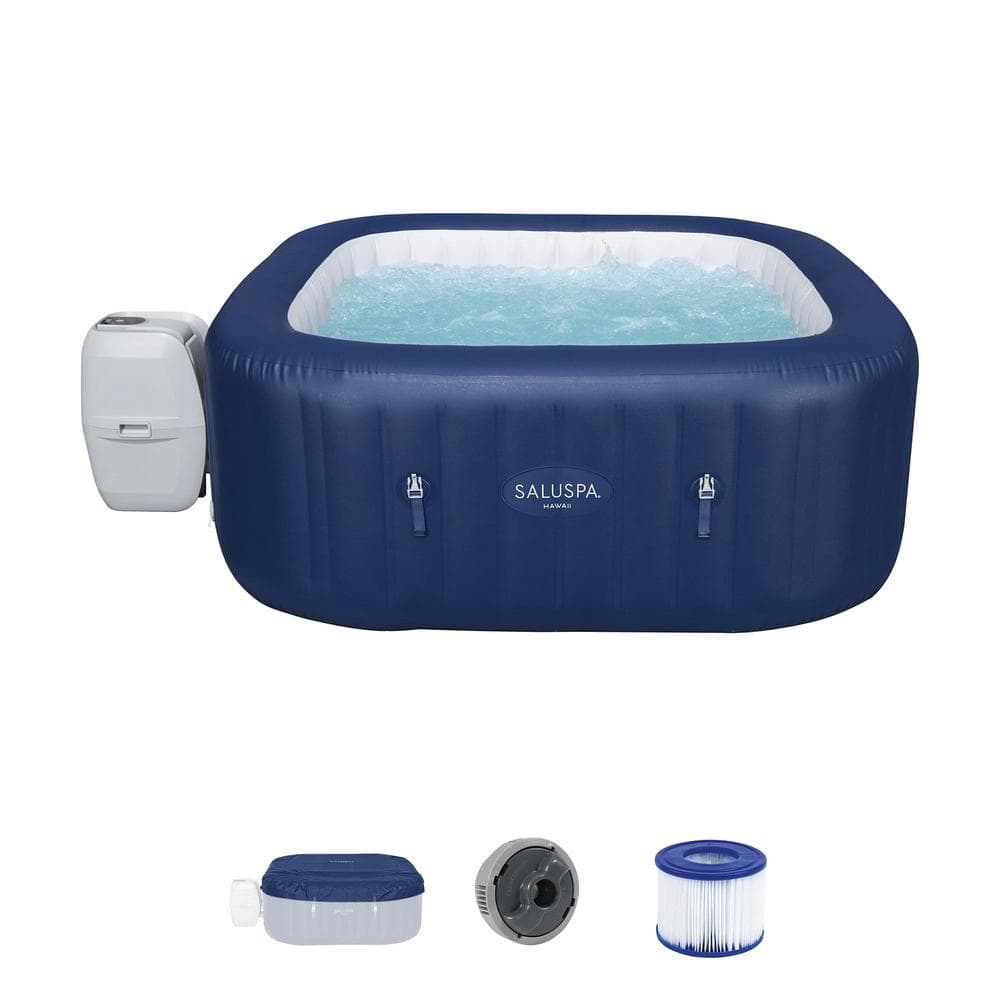 Hawaii Blue Inflatable Square Hot Tub with Seats and Pillows