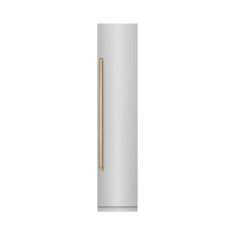 18 in. 8.6 cu. ft. Right Hinge Stainless Steel Upright Column Freezer in Graphite Gray and Polished Gold Accents