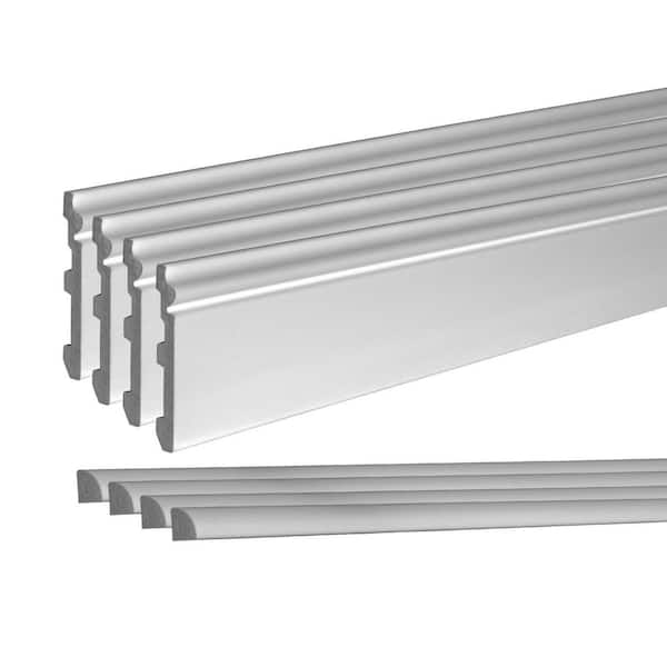 5/8 in. D x 4-3/4 in. W x 96 in. L Unfinished Recycled Polystyrene Baseboard Moulding Kit (4-Pack)