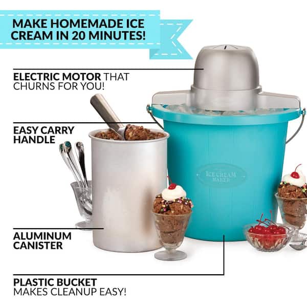 Nostalgia 4 Qt. Electric Ice Cream Maker with Easy-Carry Handle